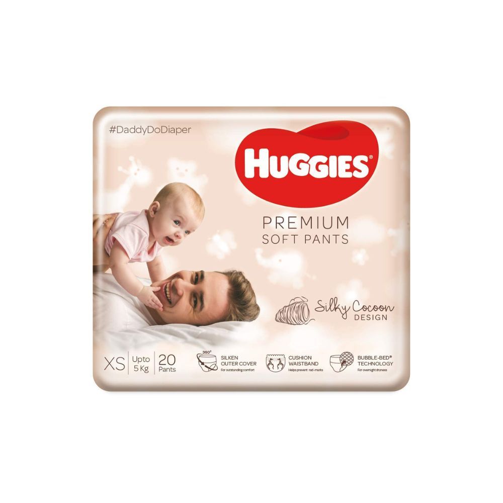 Huggies Premium Soft Pants, Extra Small / New Born (XS / NB) size newborn baby diaper pants, 20 count