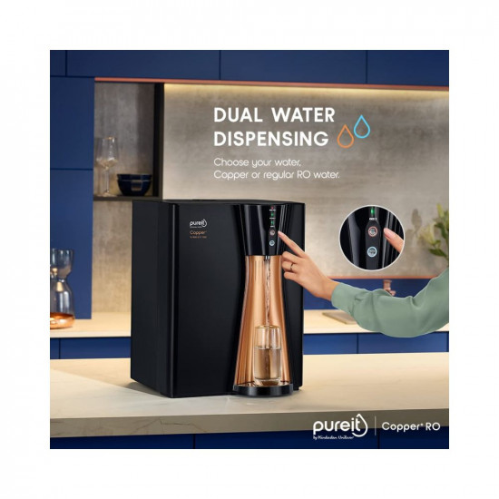 HUL Pureit Copper Mineral RO UV MF 7 stage Table top Wall Mountable Black Copper 8 litres Water Purifier