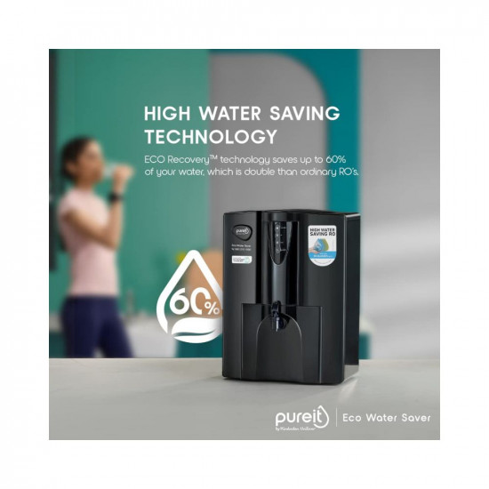HUL Pureit Eco Water Saver Mineral RO+UV+MF AS wall mounted/Counter top Black 10L Water Purifier