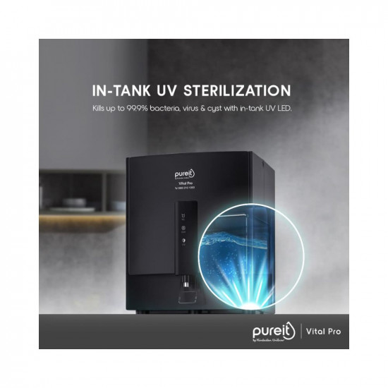 HUL Pureit Vital Pro Mineral RO+MF+UV in-Tank 7 Stage, 7L Wall mount Water Purifier with FiltraPower technology (Black)
