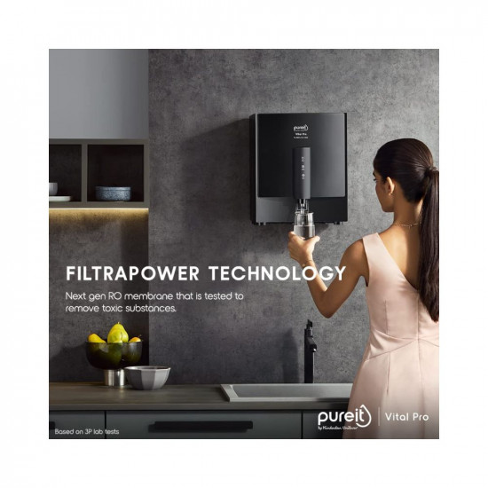 HUL Pureit Vital Pro Mineral RO+MF+UV in-Tank 7 Stage, 7L Wall mount Water Purifier with FiltraPower technology (Black)