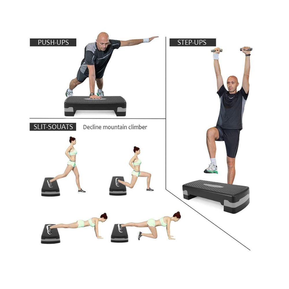 Hykes Aerobics Stepper for Exercise at Home Gym Workout Adjustable Non Slip Step Machine