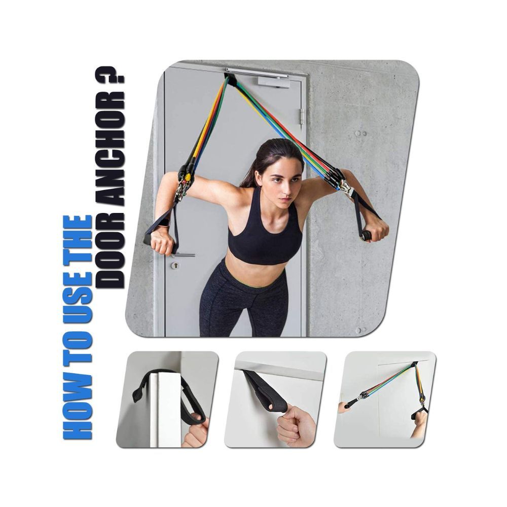 Hykes Resistance Bands for Exercise & Fitness Pilates,Toning Tube Set Stackable up to 150lbs/68 Kgs with Door Anchor Foam Handles Ankle Strap Waterproof
