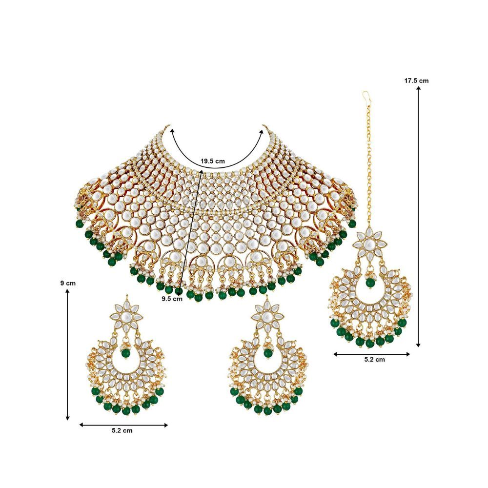 I Jewels 18K Gold Plated Traditional Kundan & Pearl Studded Bridal Choker Necklace Jewellery Set for Women (K7085)