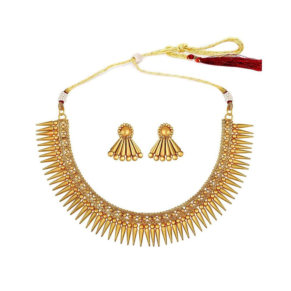 I Jewels Gold Plated Traditional Choker Necklace Jewellery Set For Women/Girls (MC121FL)