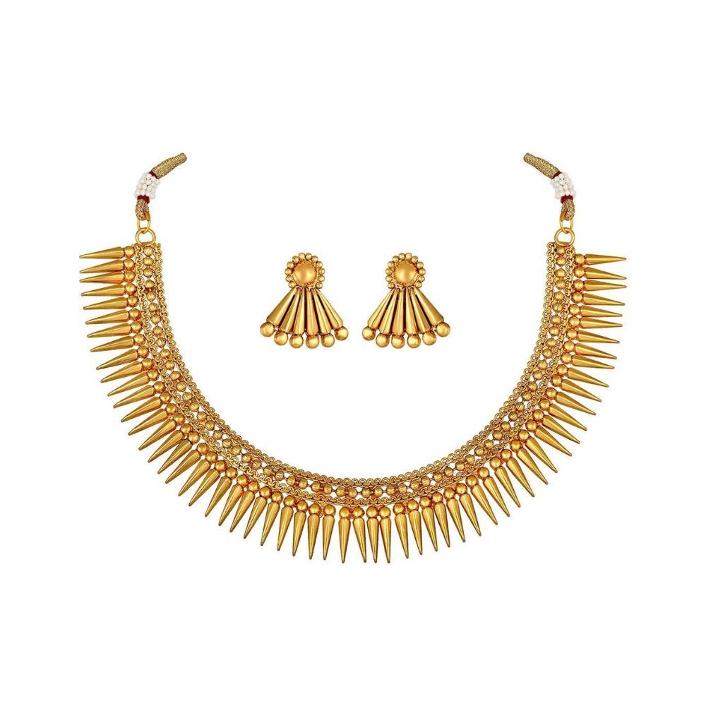 I Jewels Gold Plated Traditional Choker Necklace Jewellery Set For Women/Girls (MC121FL)
