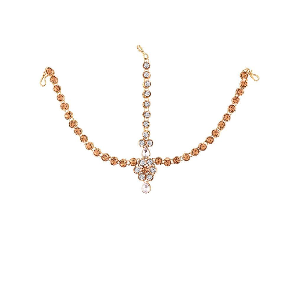 I Jewels Gold Plated Traditional Matha Patti/Maang Tikka For Women (T2008FL)
