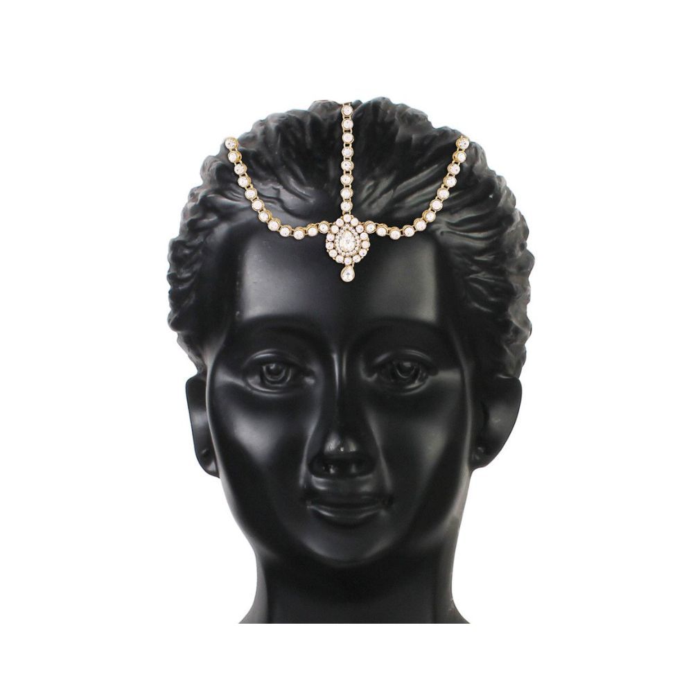 I Jewels Pearl Head Piece/Head Bands/Head Chain/Mathapatti/ Maang Tikka for Women (T1076-77)