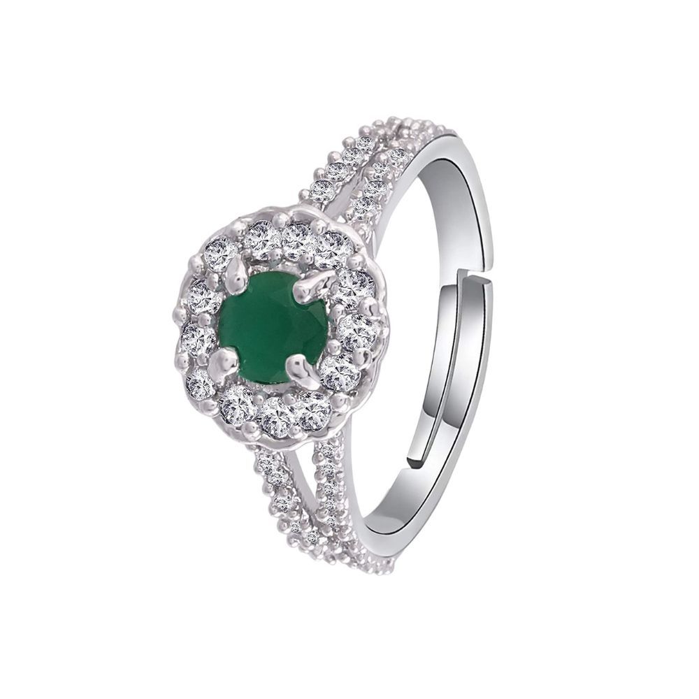 I Jewels Rose Gold & Silver Plated Elegant CZ American Diamond Adjustable Ring For Women(FL175-1)