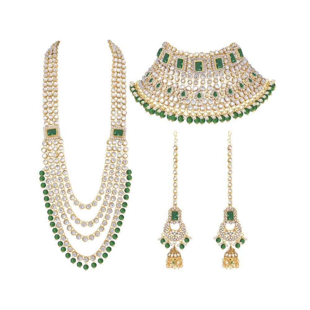 I Jewels Traditional Ethnic Indian Kundan Dulhan Bridal Jewellery Set for Women