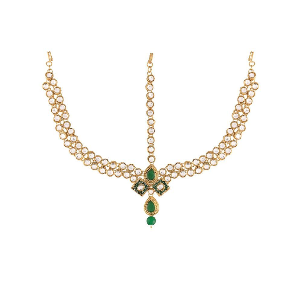 I Jewels Traditional Gold Plated Bridal Kundan Matha Patti for Women (T2041G)