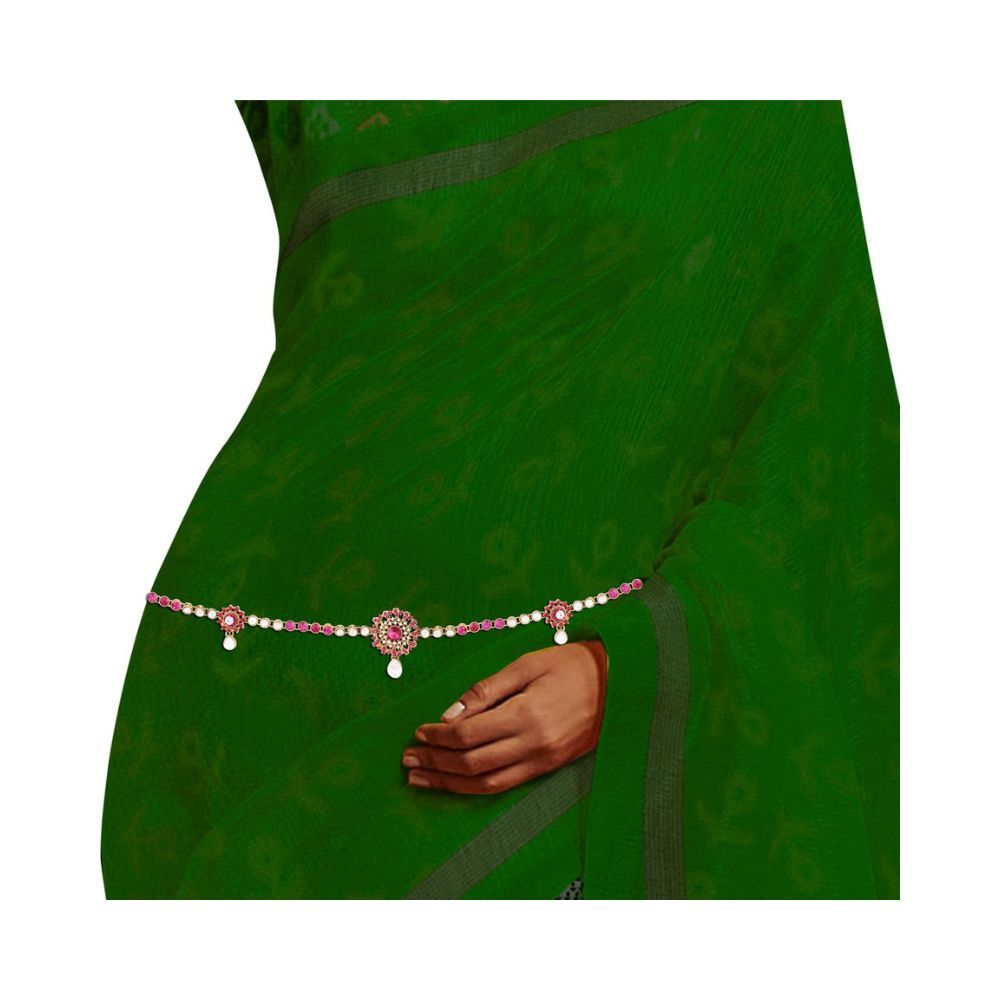I Jewels Traditional Gold Plated Kundan & Stone Studded Kamarband for Women B012