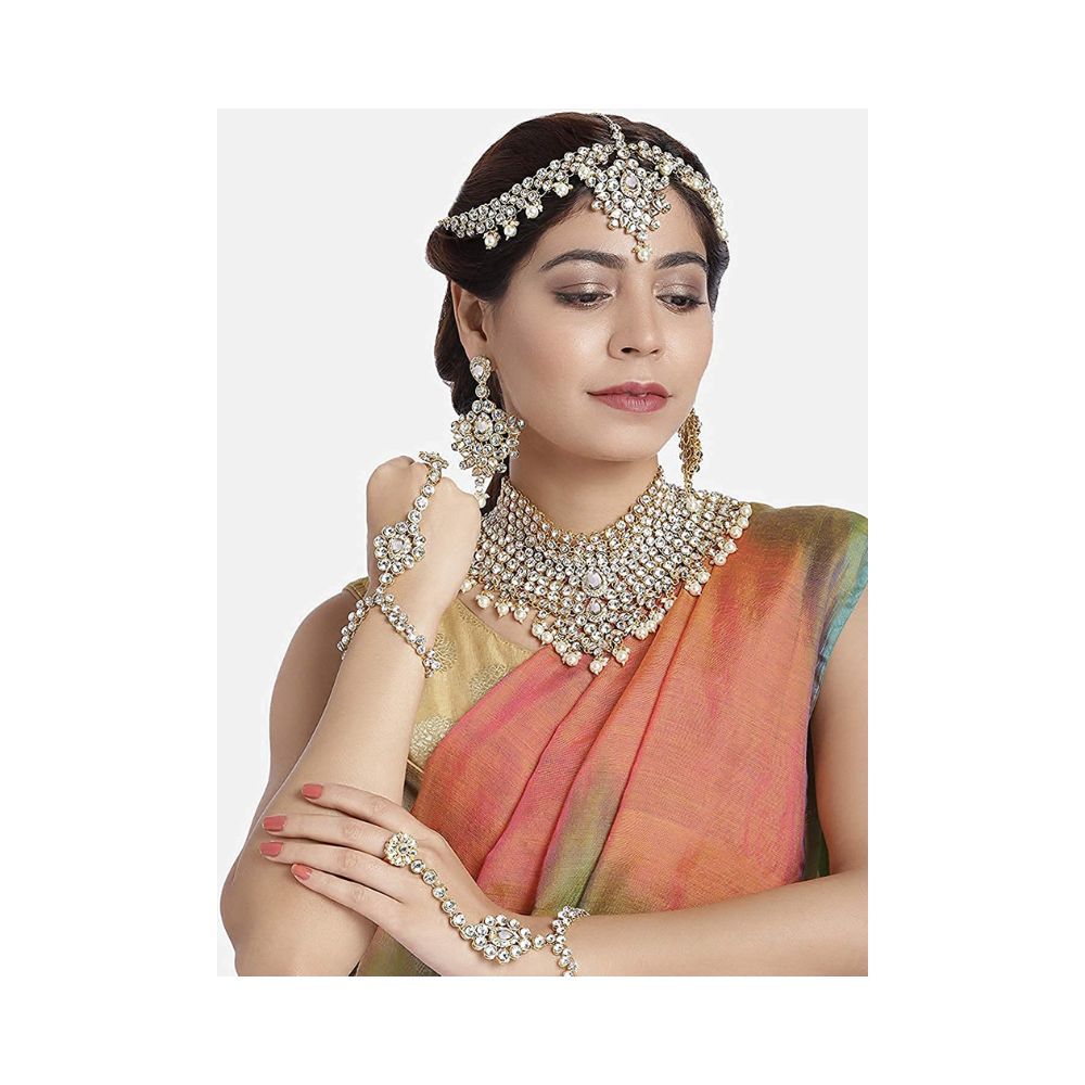 I Jewels Traditional Gold Plated Kundan Ethnic Bridal Jewellery Set for Women