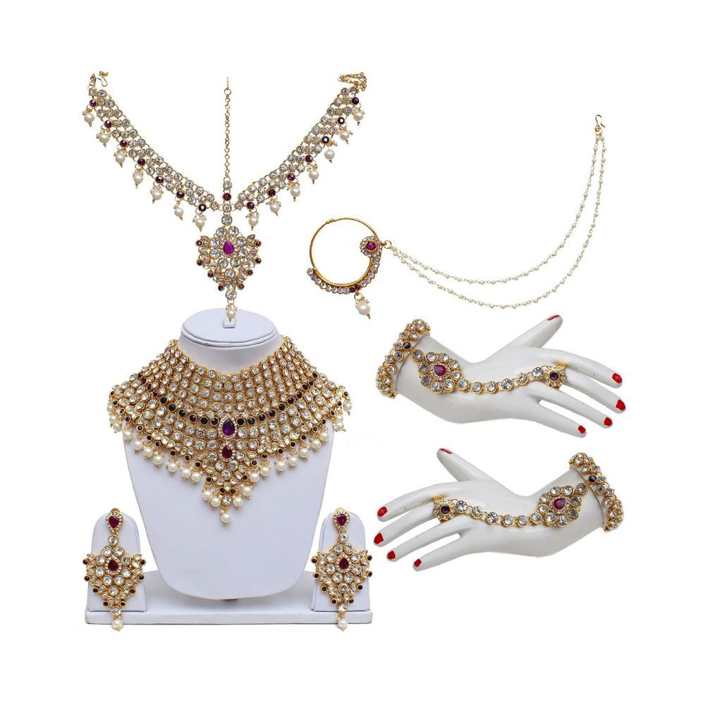 I Jewels Traditional Gold Plated Kundan Ethnic Bridal Jewellery Set for Women (BLP021Pu)