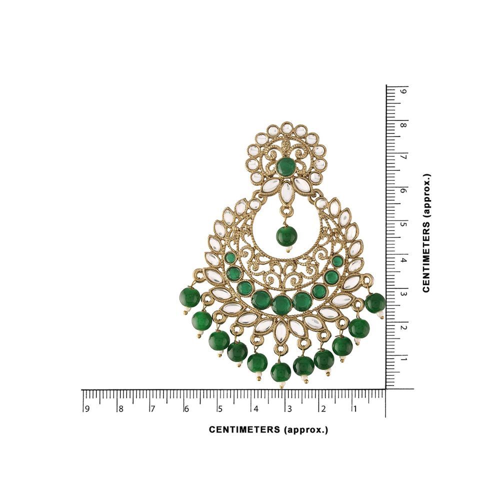 I Jewels Traditional Gold Plated With Stunning Antique Finish Kundan & Pearl Chandbali Earrings for Women/Girls