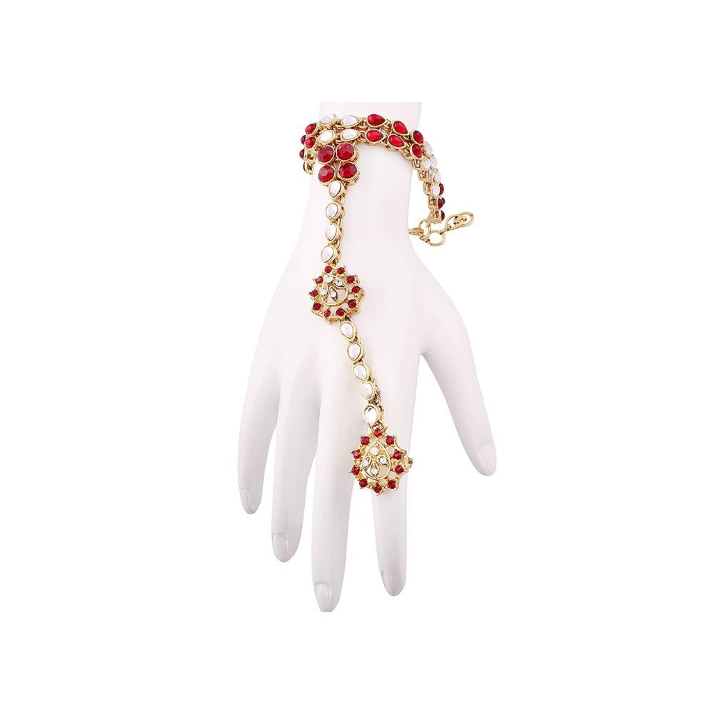 I Jewels White Gold Plated Floral Hath Phool for Women