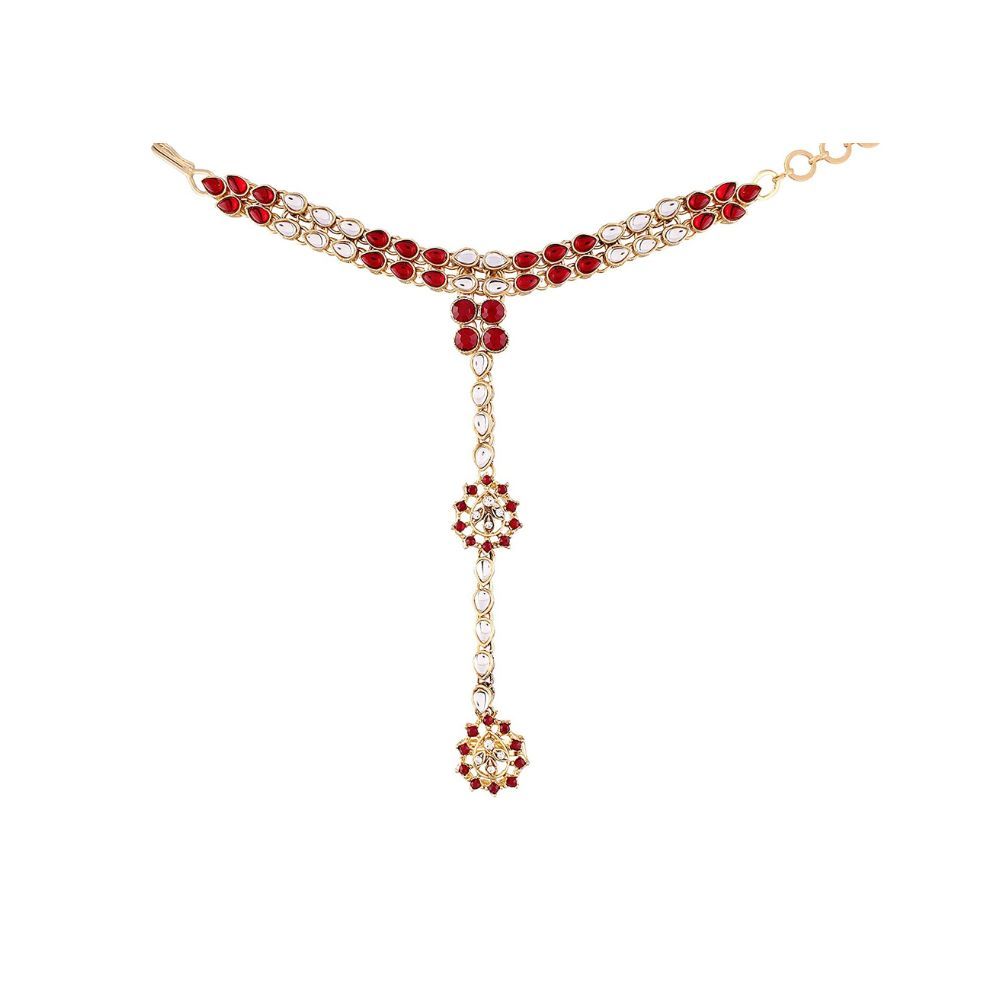I Jewels White Gold Plated Floral Hath Phool for Women