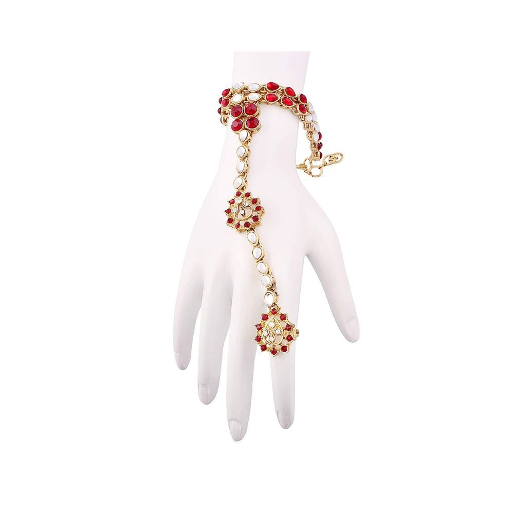 I Jewels White Gold Plated Floral Hath Phool for Women