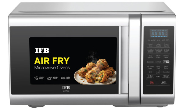 Image of IFB 28 L Convection Microwave with Air Fry, Grill &amp; Multi-Stage Cooking, Fermentation, Homemade Paneer/Ghee Modes, 300 Auto Cook Menus (28SC5, Silver, Weight Defrost, Steam Clean, 10 Power Levels)