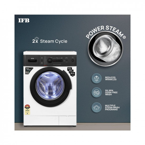 IFB 6 Kg 5 Star Front Load Washing Machine 2X Power Steam (DIVA AQUA BXS 6008, White & Black, In-built Heater, 4 years Comprehensive Warranty)