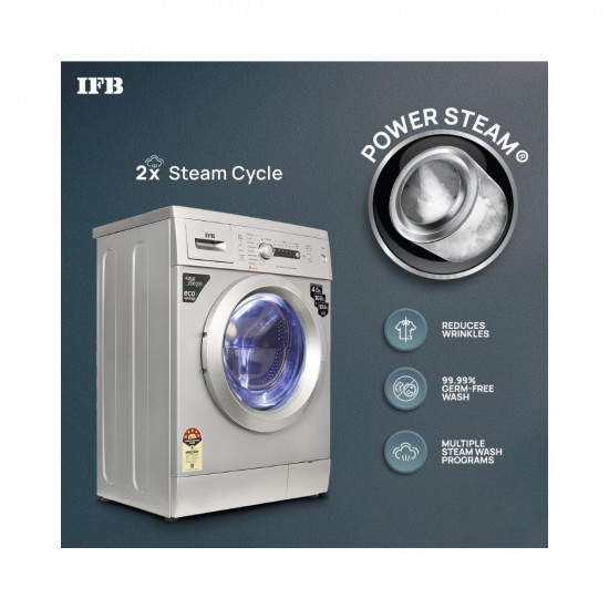 IFB 6 Kg 5 Star Front Load Washing Machine 2X Power Steam (DIVA AQUA SXS 6008, Silver, In-built Heater, 4 years Comprehensive Warranty)
