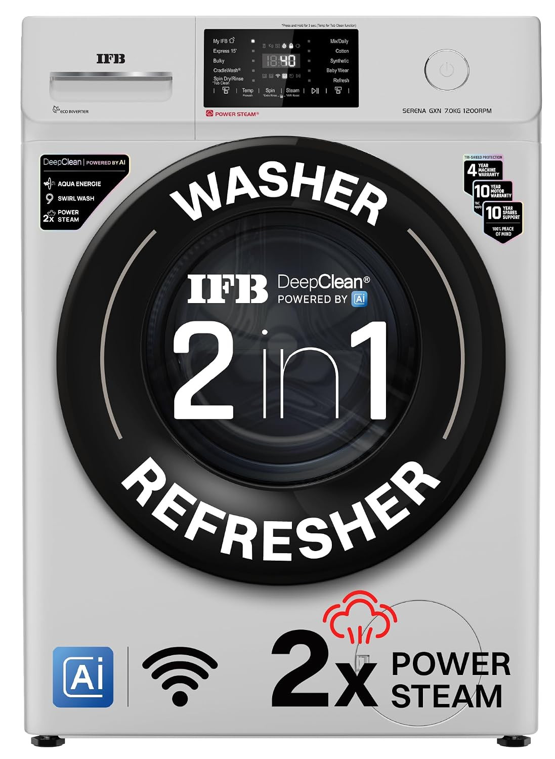 IFB 7 kg Fully Automatic Front Load Washing Machine SERENA GXN 7012 CMS Grey