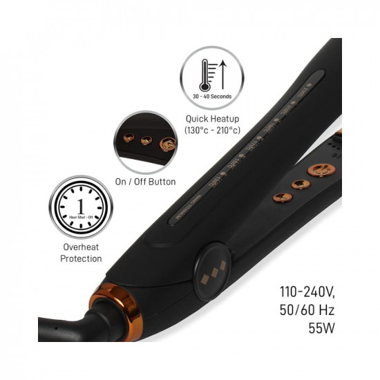 IKONIC GLEAM HAIR STRAIGHTENER WITH SUPER SLIM 1 INCH ROSE GOLD PLATES FOR LONGER, THICKER HAIR
