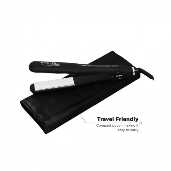 IKONIC PRO TITANIUM SHINE BLACK HAIR STRAIGHTENER WITH