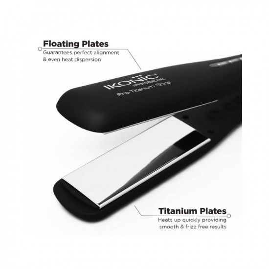 IKONIC PRO TITANIUM SHINE BLACK HAIR STRAIGHTENER WITH