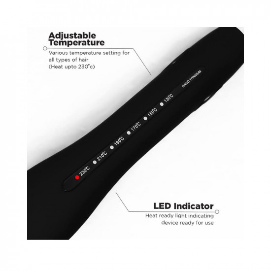 IKONIC PRO TITANIUM SHINE BLACK HAIR STRAIGHTENER WITH