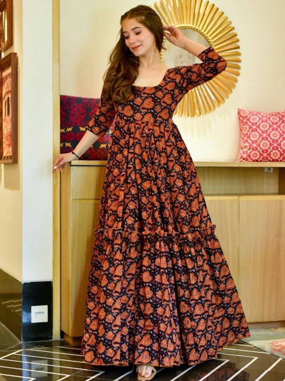 Trendy New Stylish Beautiful Printed Anarkali Kurti for Women's Ethnic Wear  Party Wear Gown