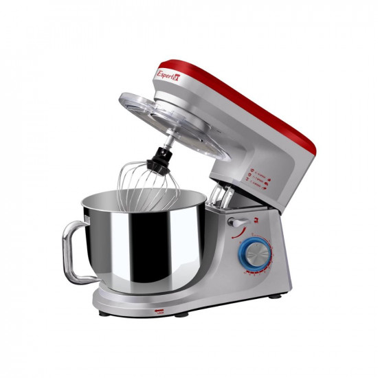 INALSA Stand Mixer Professional Esperto-1400W | 100% Pure Copper Motor| 6L SS Bowl| Includes Whisking Cone, Mixing Beater & Dough Hook (Silver/Red)