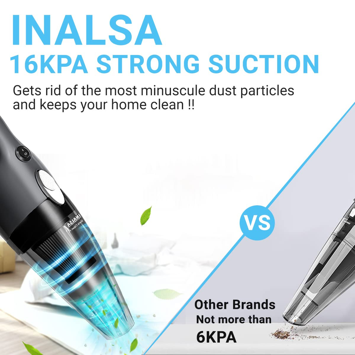 INALSA Vacuum Cleaner for Home  CarPowerful 800 W Motor16Kpa SuctionHandheld Vacuum CleanerHepa Filter Mini Small Vacuum CleanerSofa CleanerPortable Vacuum CleanerVaccine cleanerDura Clean
