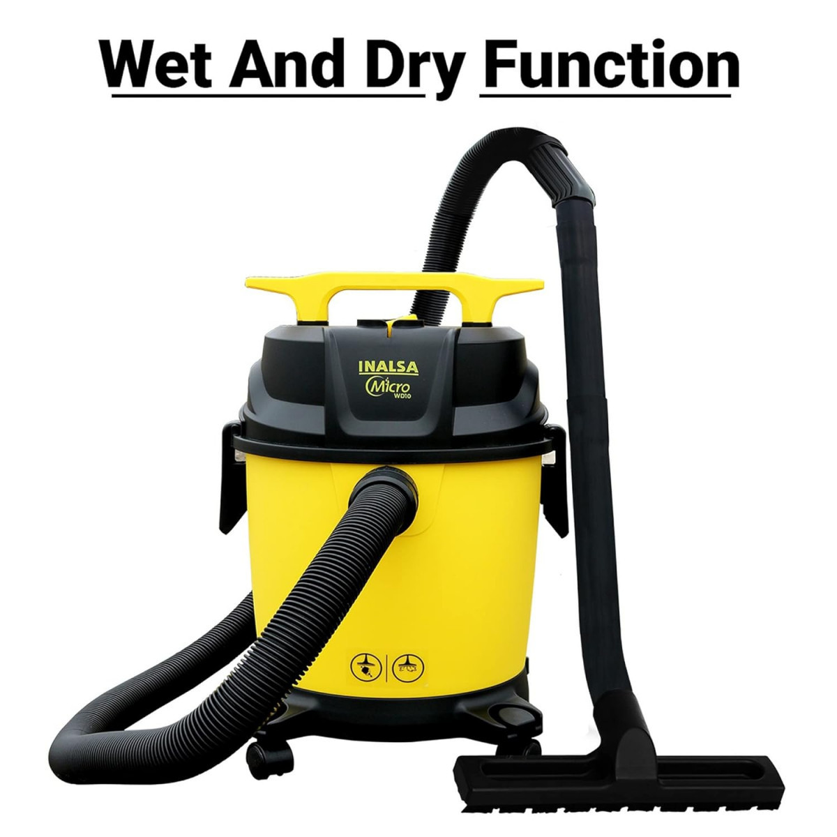 INALSA Wet and Dry Vacuum Cleaner for Home10 ltr Capacity1200 W 17 kPa Suction  Blower Function  HEPA Filter Wet Vacuum Cleaner for Sofa House Cleaning MachineVaccine Cleaner for HomeWD 10