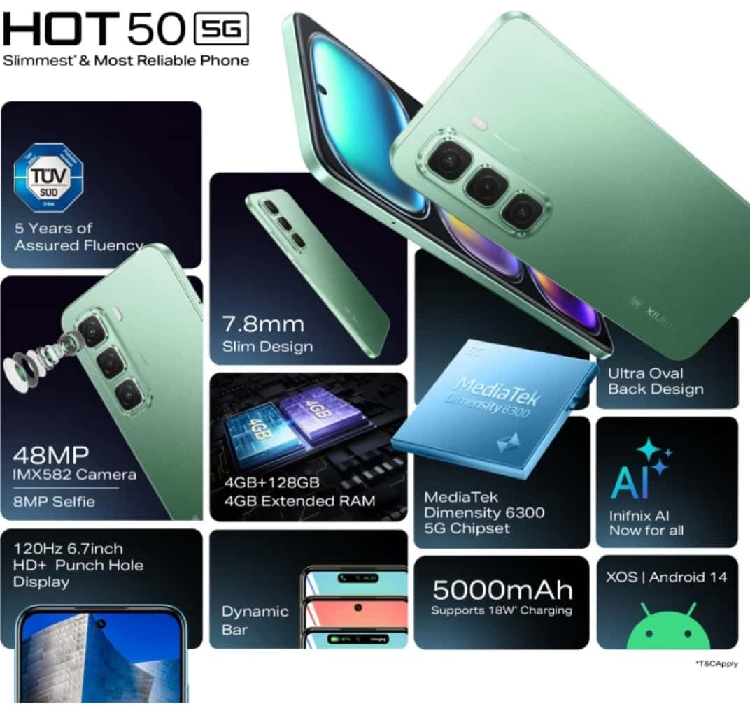 Infinix Hot 50 5G Sage Green 128 GB 4 GB RAM