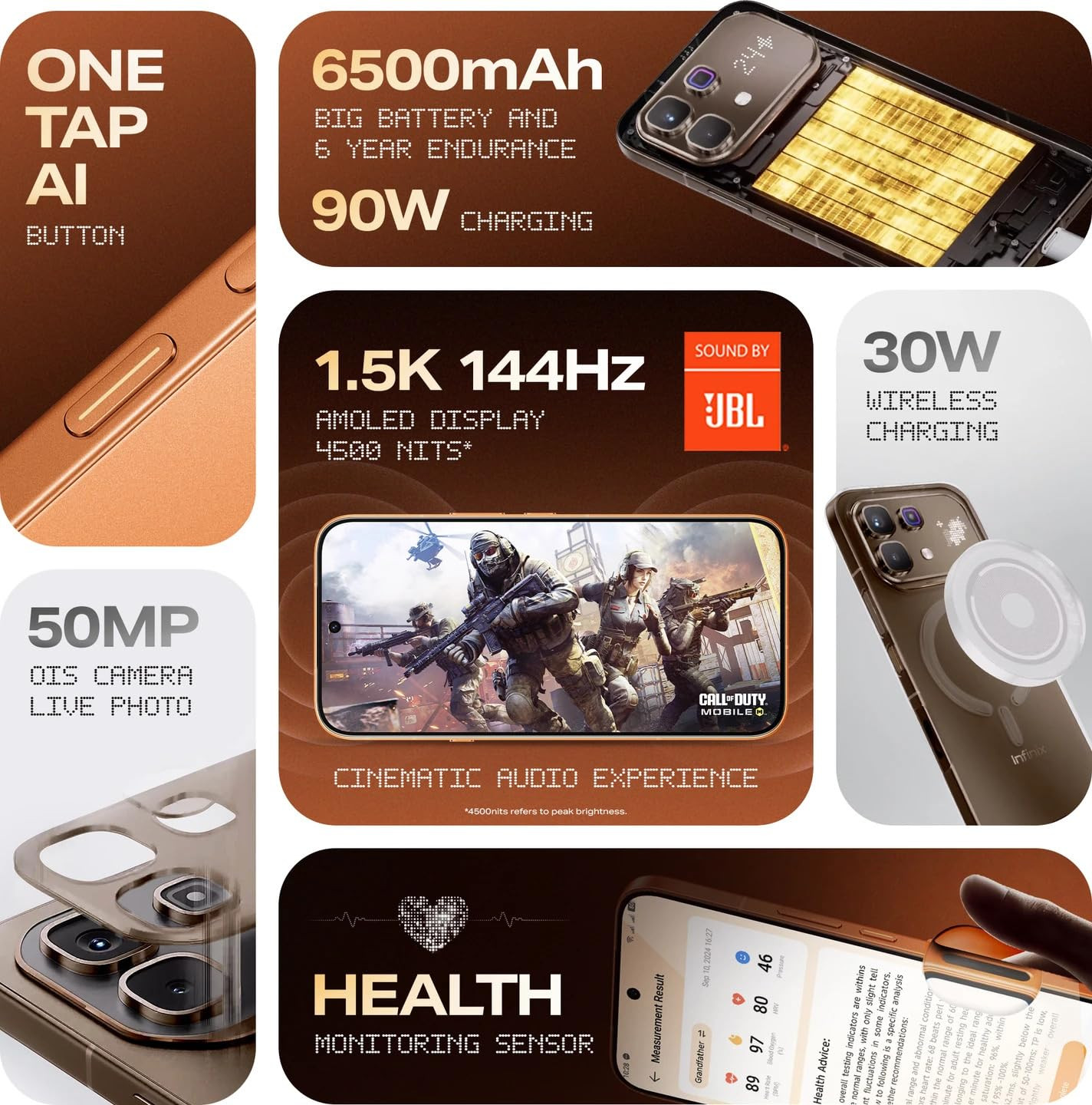 Infinix Note 60 Pro 5G 8 GB RAM 128GB Storage Mocha Brown