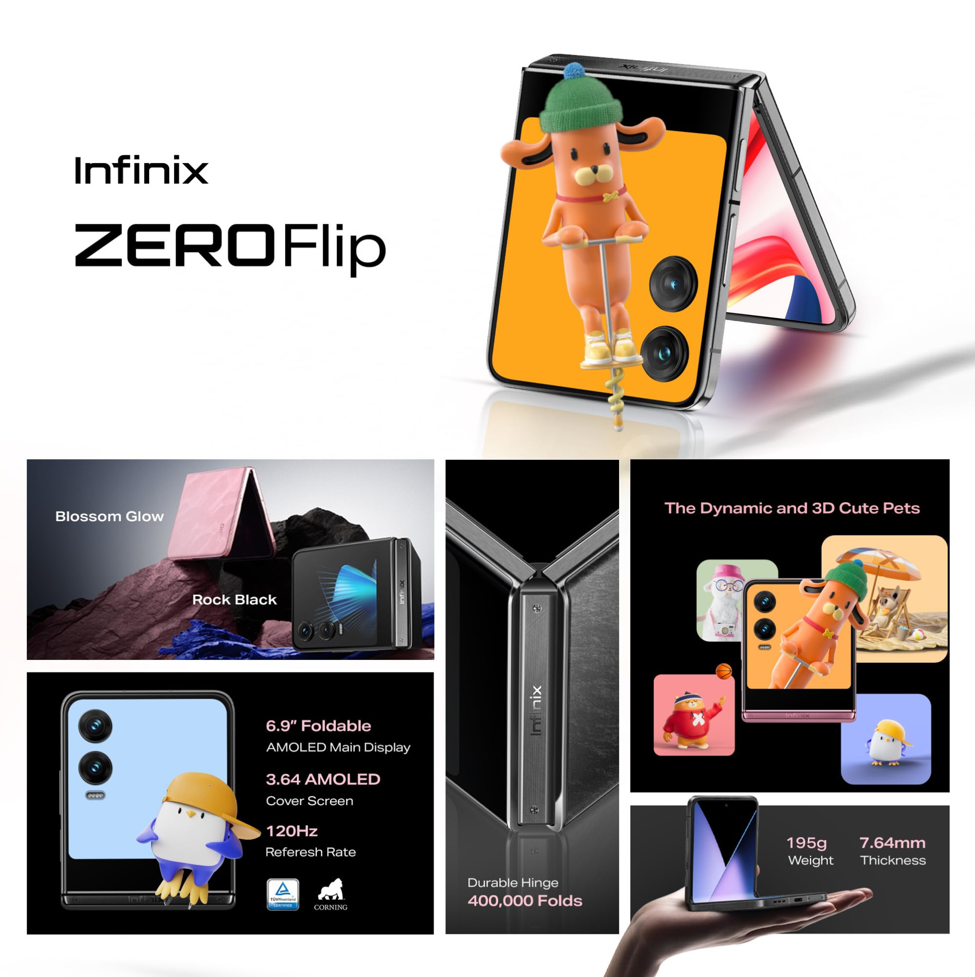 Infinix Zero Flip 5G Rock Black 512 GB 16 GB RAM- 8GB RAM  8GB Virtual RAM