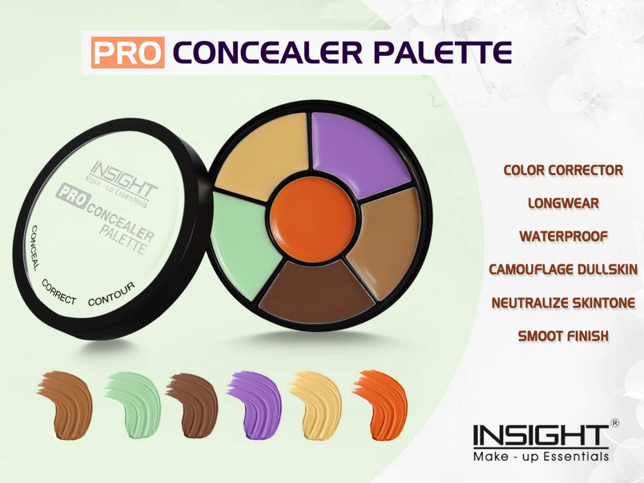INSIGHT Cosmetics Pro Natural Powder Concealer Palette - Corrector, 15gm