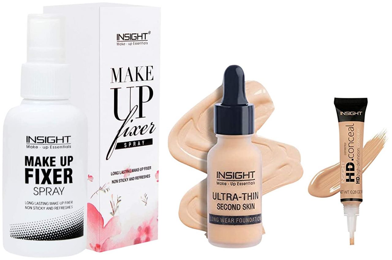 Insight PRO Concealer,Golden Sand-04 & Insight Cosmetics Ultra-Thin Second Skin Long Wear Foundation, 20ml