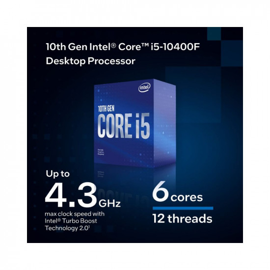 Intel Core i5-10400F 10th Generation Processor with 12MB Cache Memory 6  Cores 12 Threads and