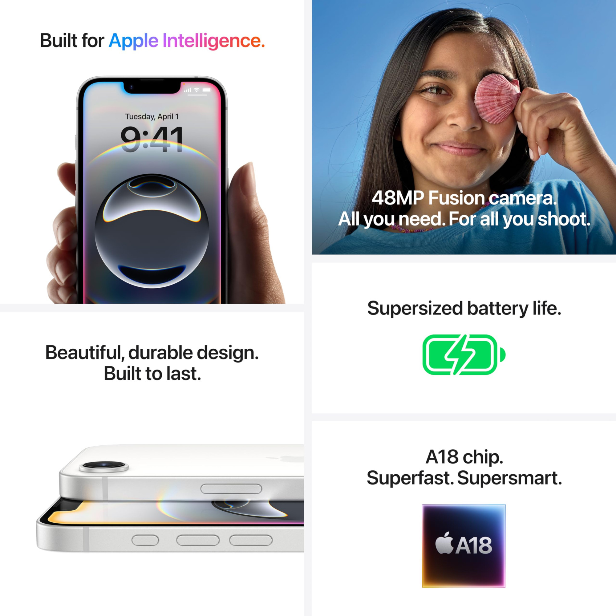 iPhone 16e 512 GB Built for Apple Intelligence A18 Chip Supersized Battery Life 48MP Fusion Camera 1540 cm 61 Super Retina XDR Display Black