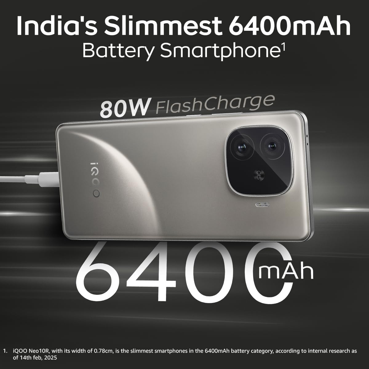 iQOO Neo 10R 5G Moonknight Titanium 8GB RAM 128GB Storage  Snapdragon 8s Gen 3 Processor  Indias Slimmest 6400mAh Battery Smartphone  Segments Most Stable 90FPS for 5 Hours