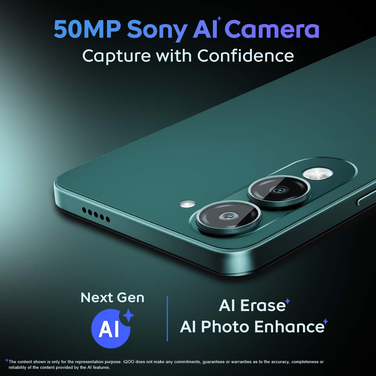 iQOO Z10 Lite 5G Cyber Green 2026 4GB RAM 64GB Storage  Dimensity 6300 5G Processor  50MP Sony AI Camera  6000 mAh Battery  IP64 Rated  Military Grade Shock-Resistance