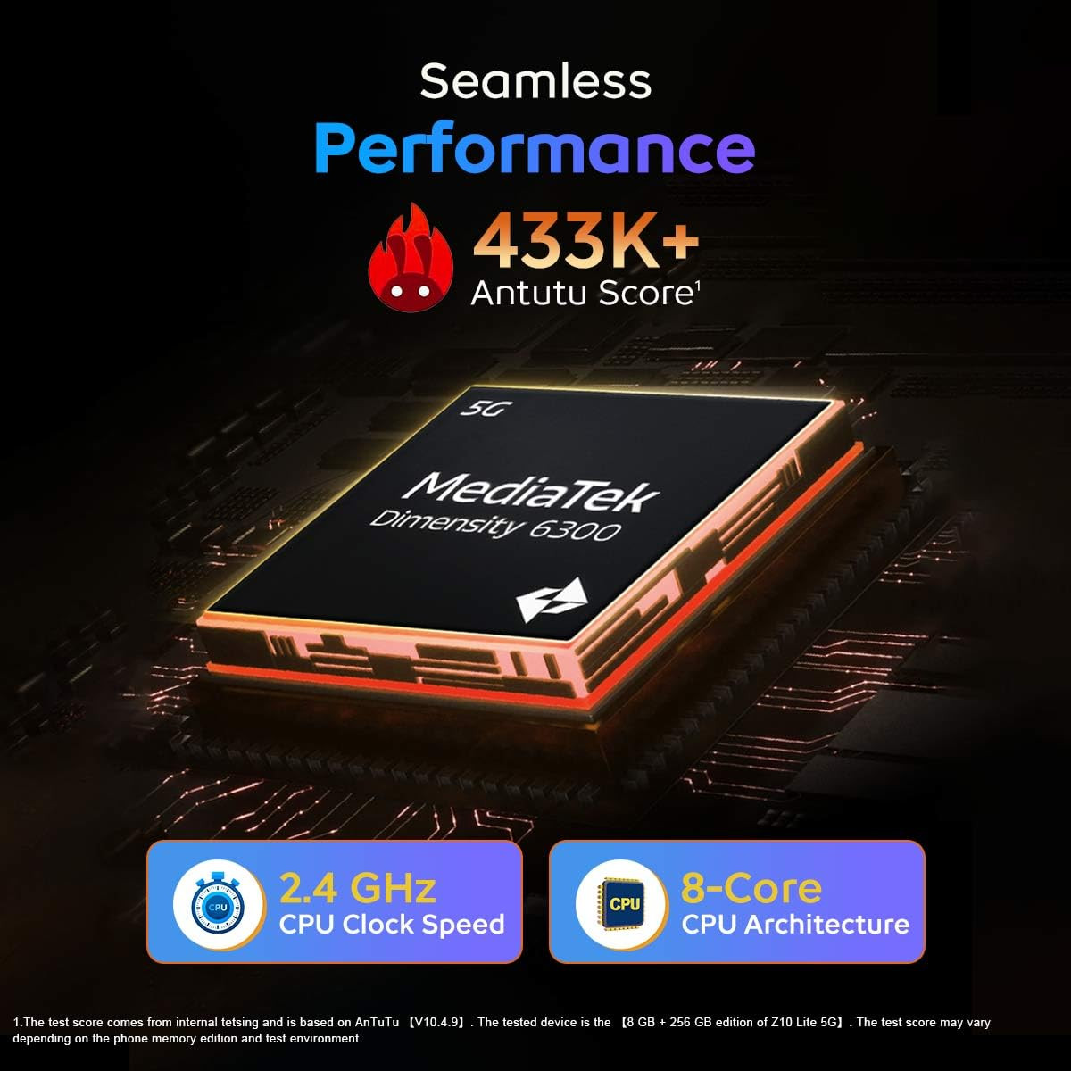 iQOO Z10 Lite 5G Cyber Green 6GB RAM 128GB Storage  6000 mAh Battery  Dimensity 6300 5G Processor with 433K AnTuTu Score  IP64 Rated  Military Grade Shock-Resistance