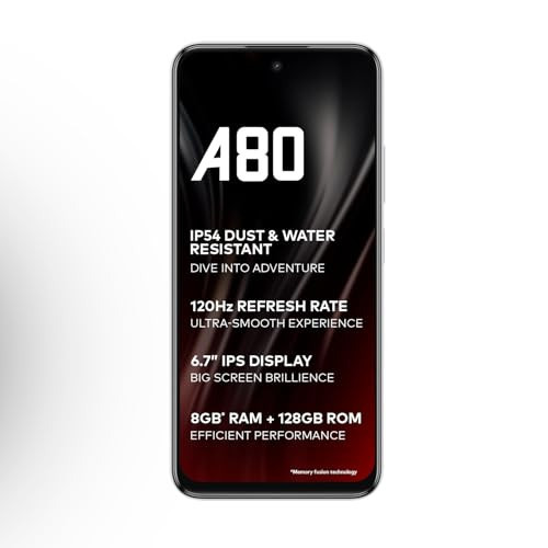 itel A80  120Hz Refresh RatePunch Hole Display50MP Super HDR Cam IP54 Dust  Splash Resistant  3 Year Fluency  Ring Light Notification  8GB RAM 128GB ROM  Glacier White