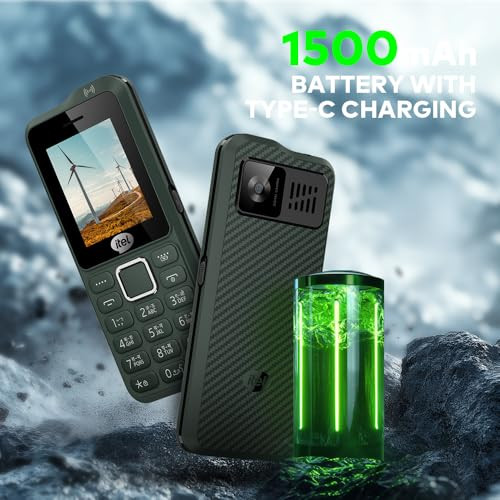 Itel Kingsignal Keypad Mobile Phone  Stronger Signal 1500 mAh 33 Days Standby Super Battery  Type C Charger  KingVoice  Wireless FM with Recording  Auto Call Recording Kevlar TextureArmyGreen