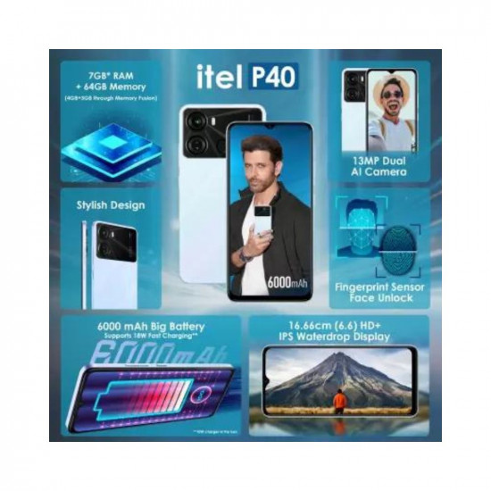 itel P40 (Dreamy Blue, 64 GB) (4 GB RAM)