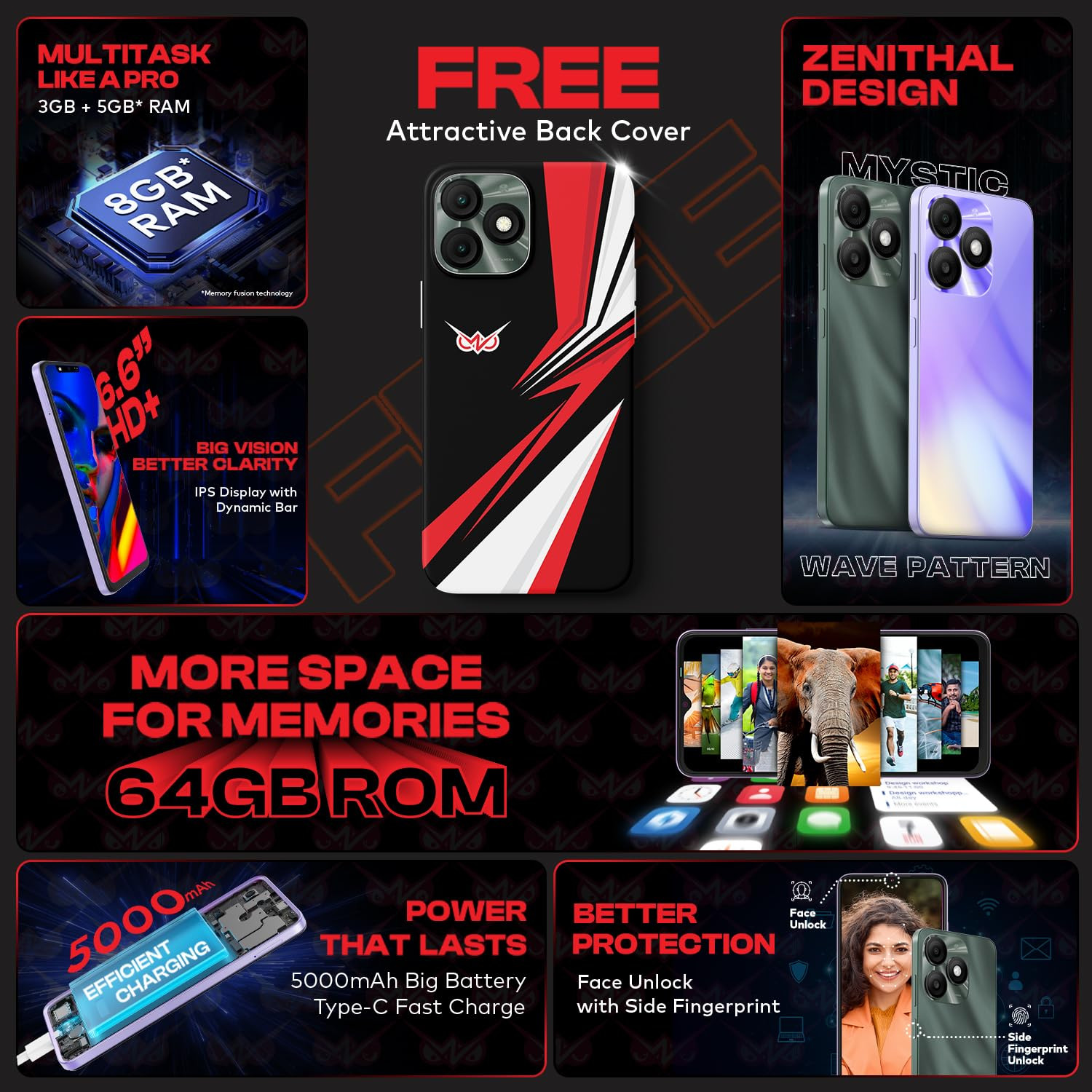 itel ZENO 1066 HD Display with Dynamic Bar 3GB RAM 64GB ROM Upto 8GB RAM with Memory FusionOctacore Processor8MP AI Dual Rear Cam5000 mAh Battery Opal Purple