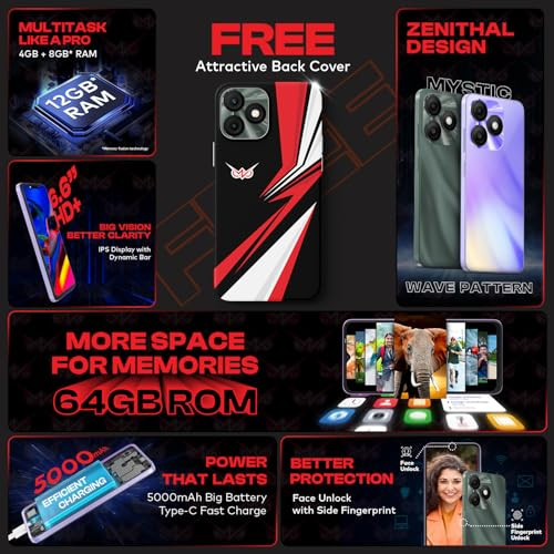 itel ZENO 1066 HD Display with Dynamic Bar 4GB RAM  64GB ROM Upto 12GB RAM with Memory FusionOctacore Processor8MP AI Dual Rear Cam5000 mAh Battery  Opal Purple