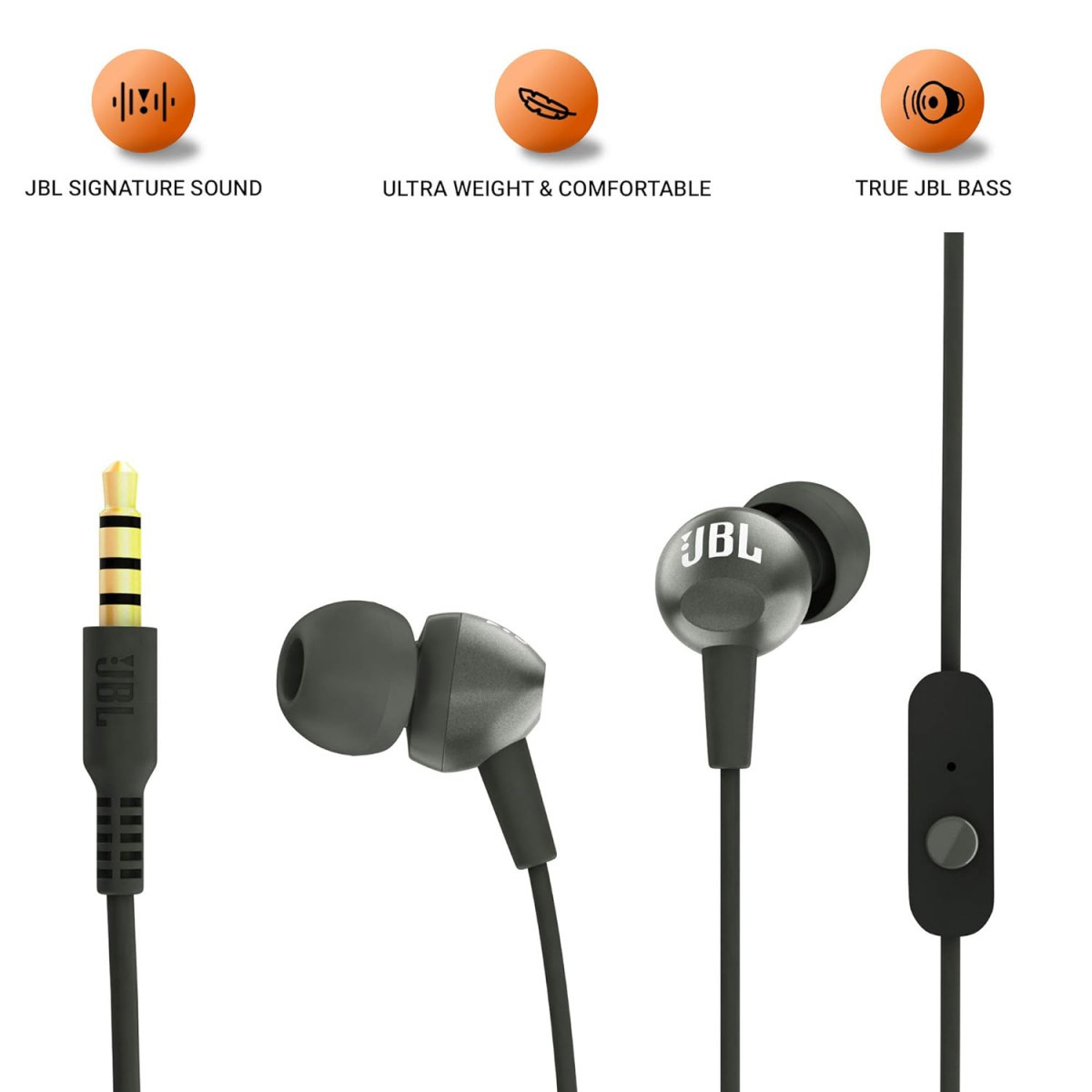 JBL C200SI Premium in Ear Wired Earphones with Mic Signature Sound One Button Multi Function Remote